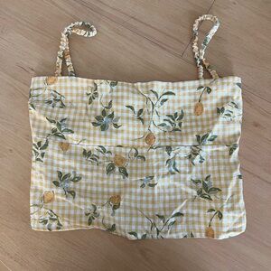 Reformation Yellow Gingham Lemon Backless Top